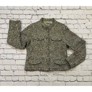 Chico's Jacket Women’s Size 1 Blazer Damask Floral Design Front Pockets
